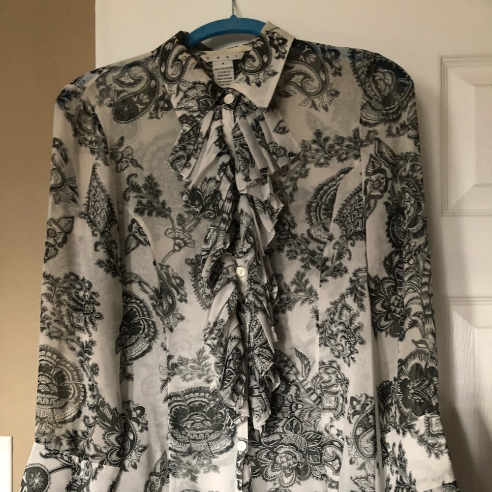 CABi black and white blouse